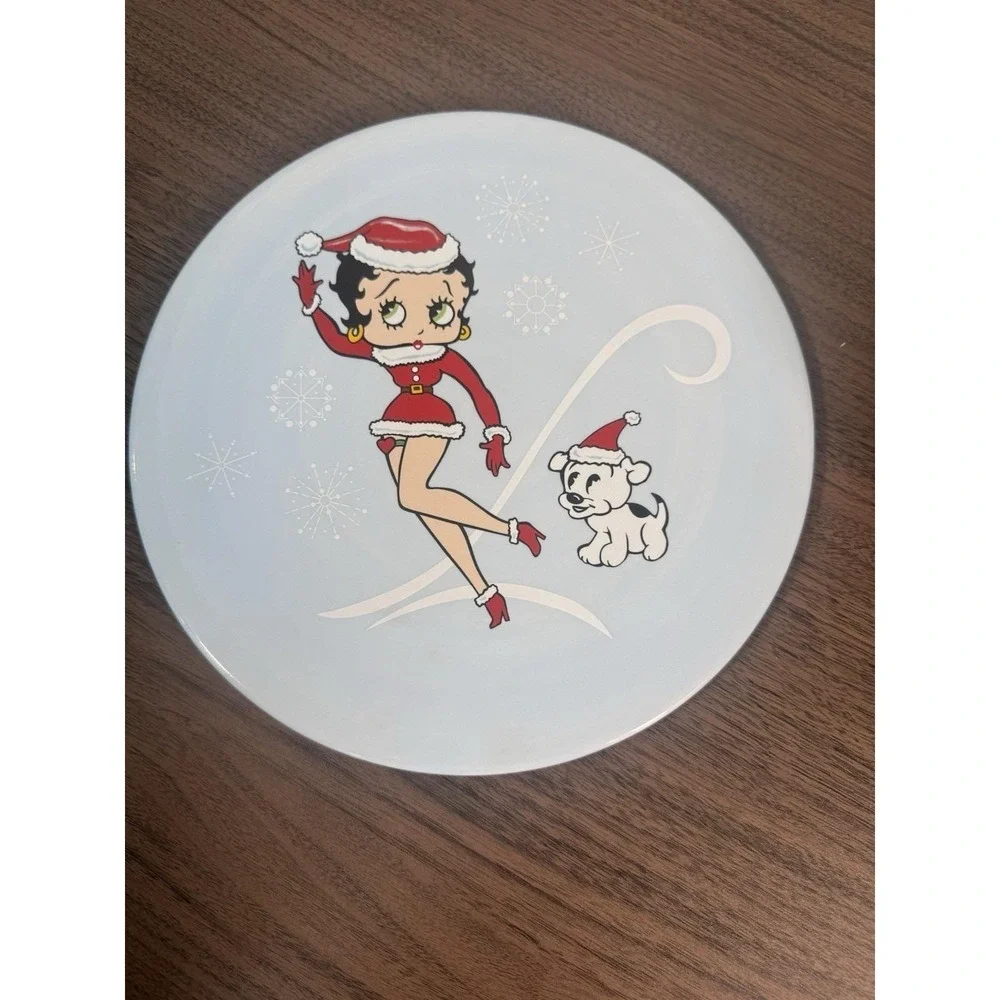 Betty Boop Christmas Holiday plate with pudgy dog retro collectible VTG cartoon‎